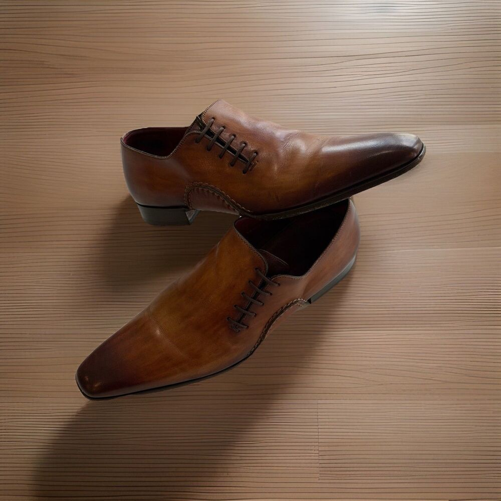 Magnanni 15024 Men's 10.5 Abrahan Wholecut Side Lace Oxfords Brown Shoes Spain